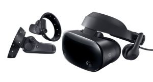 Samsung HMD Odyssey with its controllers.