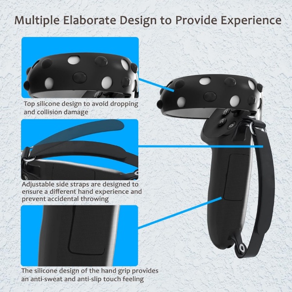 File:AMHOGER Meta Quest 2 Controller Grips - Silicone Covers with Knuckle Straps, Battery Access, Black+White Set image5.jpg