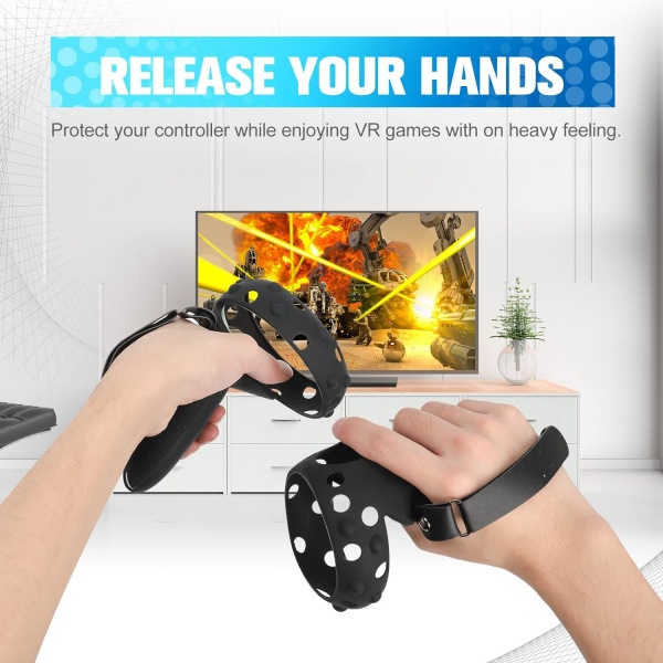 File:Hosioe Anti-Slip Silicone Controller Grip Cover for Meta-Meta Quest 2, Adjustable Wrist Strap, Easy Battery Replacement, VR Accessory image4.jpg