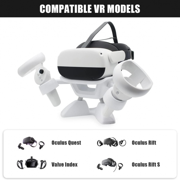 File:Dollox White VR Stand - Compact Storage & Display Holder for Meta Quest 2, Rift, Valve Index Headsets & Controllers image2.jpg