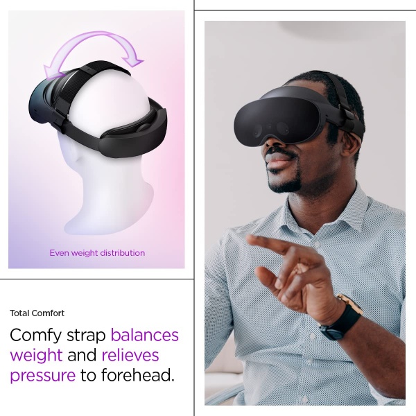 File:Spigen DR200 Adjustable Head Strap for Meta Quest Pro VR Gaming Headset - Comfortable, Lightweight, Black image3.jpg