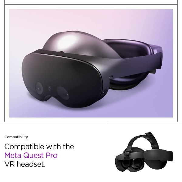 File:Spigen DR200 Adjustable Head Strap for Meta Quest Pro VR Gaming Headset - Comfortable, Lightweight, Black image2.jpg