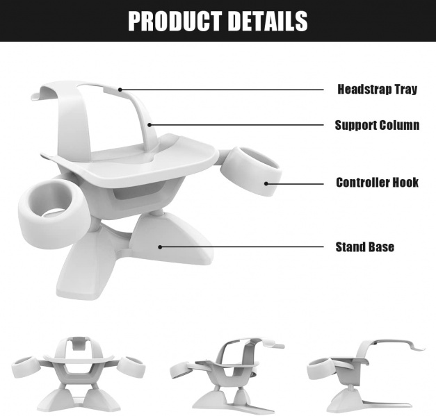 File:Dollox White VR Stand - Compact Storage & Display Holder for Meta Quest 2, Rift, Valve Index Headsets & Controllers image6.jpg