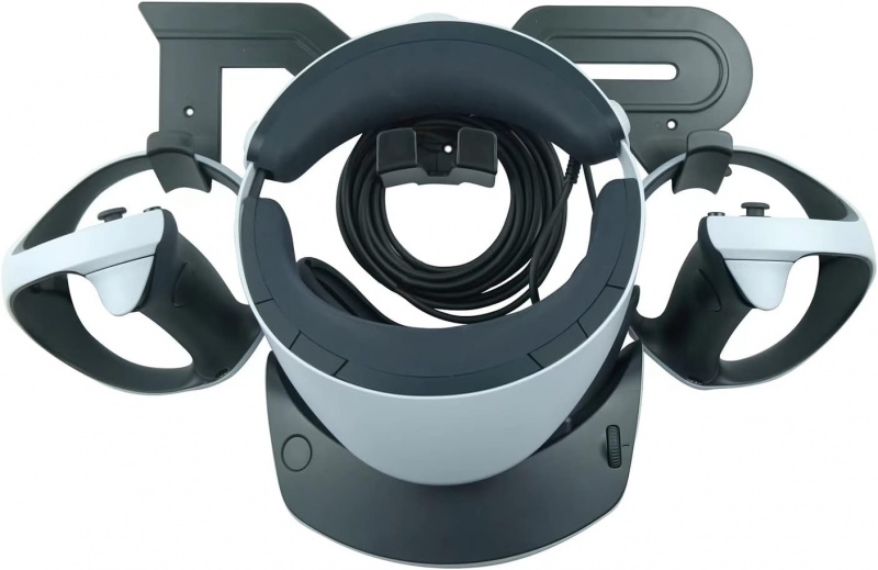 File:CNBEYOUNG VR Headset Wall Mount Stand with Lens Cover - Compatible with Quest 2 Pro, Valve Index, PSVR 2, Pico 4, Pimax VR Headsets and Controllers - Black image4.jpg
