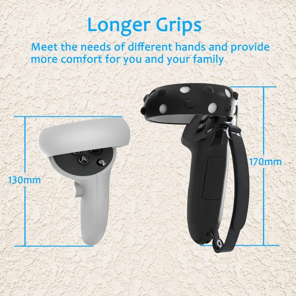 File:AMHOGER Meta Quest 2 Controller Grips - Silicone Covers with Knuckle Straps, Battery Access, Black+White Set image2.jpg