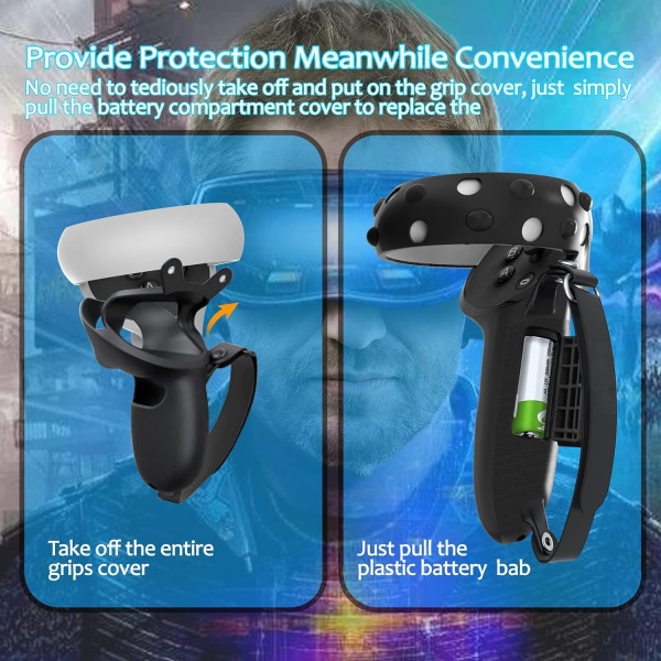 File:AMHOGER Meta Quest 2 Controller Grips - Silicone Covers with Knuckle Straps, Battery Access, Black+White Set image3.jpg