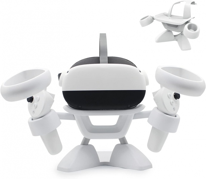 File:Dollox White VR Stand - Compact Storage & Display Holder for Meta Quest 2, Rift, Valve Index Headsets & Controllers image1.jpg