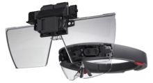 Exploded view of the first-generation HoloLens display assembly.