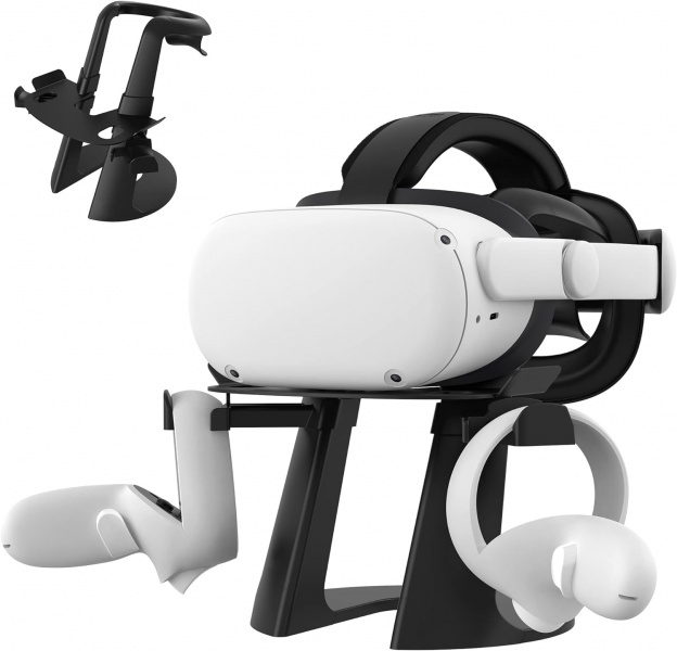 File:KIWI design VR Stand Compatible with Quest 2-Rift-Rift S-GO-HTC Vive-Vive Pro-Valve Index-Quest VR Headset and Touch Controllers (Black) image1.jpg