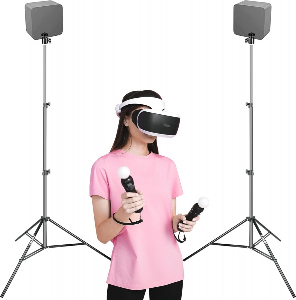 File:EMART VR Tripod Stand 2-Pack, HTC Vive & Meta Rift Sensor Compatible, Adjustable 26.8-75 Inches, Aluminum & Rubber Construction image1.jpg