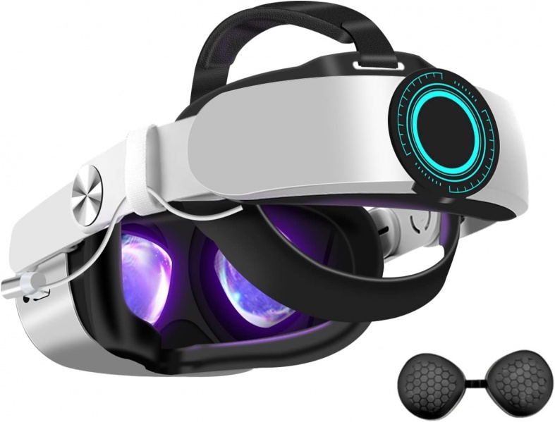 File:Binrrio Adjustable Head Strap with 10000mAh Battery for Meta Quest 2, Includes Lens Protector Cover image1.jpg