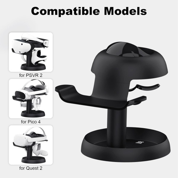 File:AMVR Stand Holder for Meta Quest 2-Quest Pro-PSVR2-Pico 4 - Universal VR Headset Display Dock with 2 Touch Controllers Hanger Station image3.jpg