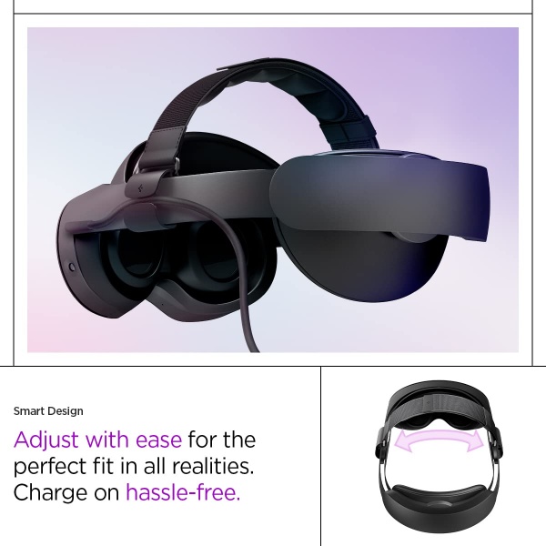 File:Spigen DR200 Adjustable Head Strap for Meta Quest Pro VR Gaming Headset - Comfortable, Lightweight, Black image6.jpg