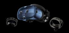 HTC Vive Cosmos headset and controllers.