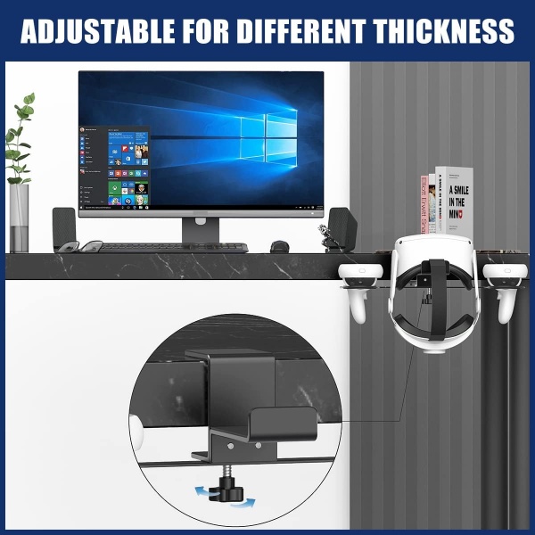 File:Dollox VR Stand VR Display Holder Under Desk Virtual Reality Headsets Metal Stand Storage Hook Universal Clamp on Desk Hanger Hooks for Meta Quest 2-Quest-Rift S image3.jpg