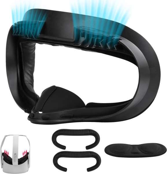 File:TechKen Upgraded Quest 2 Face Cushion Pad with Foam Replacement and Lens Protector, Sweatproof and Air-Circulation Design image1.jpg