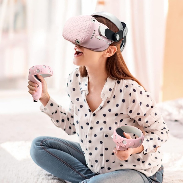 File:JYMEGOVR Meta Quest 2 Silicone Cover Set - Protective VR Accessories, Soft Shell Skin, Controller Grips & Face Cover - Pink image7.jpg